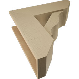Ekena Millwork - BKTUR0756X24X24FST06RCPR - Timberthane Faux Wood Funston Style Bracket w/ Offset Brace, Slat Ends, 7 1/2"W x 24"D x 24"H, Primed Tan