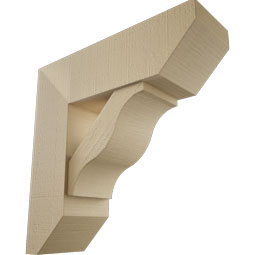 Ekena Millwork - BKTUR0756X24X24FST06RCPR - Timberthane Faux Wood Funston Style Bracket w/ Offset Brace, Slat Ends, 7 1/2"W x 24"D x 24"H, Primed Tan