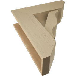 Ekena Millwork - BKTUR0756X24X28FST06RCPR - Timberthane Faux Wood Funston Style Bracket w/ Offset Brace, Slat Ends, 7 1/2"W x 24"D x 28"H, Primed Tan