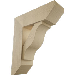 Ekena Millwork - BKTUR0756X24X28FST06RCPR - Timberthane Faux Wood Funston Style Bracket w/ Offset Brace, Slat Ends, 7 1/2"W x 24"D x 28"H, Primed Tan
