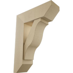 Ekena Millwork - BKTUR0756X24X32FST06RCPR - Timberthane Faux Wood Funston Style Bracket w/ Offset Brace, Slat Ends, 7 1/2"W x 24"D x 32"H, Primed Tan