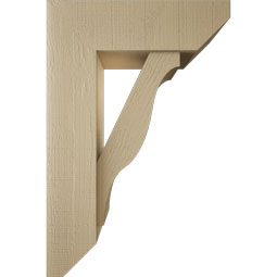 Ekena Millwork - BKTUR0756X24X36FST06RCPR - Timberthane Faux Wood Funston Style Bracket w/ Offset Brace, Slat Ends, 7 1/2"W x 24"D x 36"H, Primed Tan