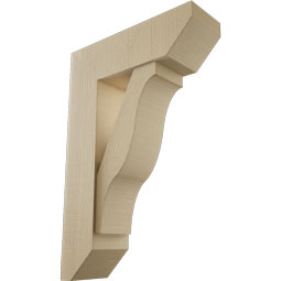 Ekena Millwork - BKTUR0756X24X36FST06RCPR - Timberthane Faux Wood Funston Style Bracket w/ Offset Brace, Slat Ends, 7 1/2"W x 24"D x 36"H, Primed Tan