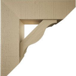 Ekena Millwork - BKTUR0756X26X26FST06RCPR - Timberthane Faux Wood Funston Style Bracket w/ Offset Brace, Slat Ends, 7 1/2"W x 26"D x 26"H, Primed Tan