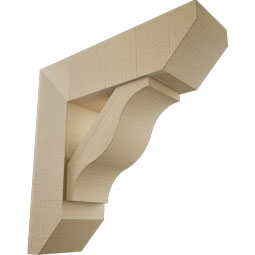 Ekena Millwork - BKTUR0756X26X26FST06RCPR - Timberthane Faux Wood Funston Style Bracket w/ Offset Brace, Slat Ends, 7 1/2"W x 26"D x 26"H, Primed Tan