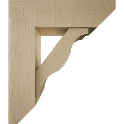 Ekena Millwork - BKTUR0756X26X30FST06RCPR - Timberthane Faux Wood Funston Style Bracket w/ Offset Brace, Slat Ends, 7 1/2"W x 26"D x 30"H, Primed Tan