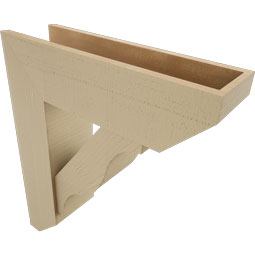 Ekena Millwork - BKTUR0756X26X30FST06RCPR - Timberthane Faux Wood Funston Style Bracket w/ Offset Brace, Slat Ends, 7 1/2"W x 26"D x 30"H, Primed Tan