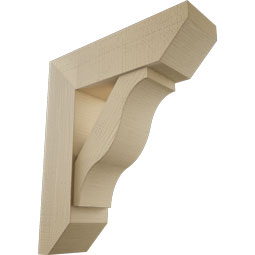 Ekena Millwork - BKTUR0756X26X30FST06RCPR - Timberthane Faux Wood Funston Style Bracket w/ Offset Brace, Slat Ends, 7 1/2"W x 26"D x 30"H, Primed Tan