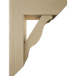 Ekena Millwork - BKTUR0756X26X34FST06RCPR - Timberthane Faux Wood Funston Style Bracket w/ Offset Brace, Slat Ends, 7 1/2"W x 26"D x 34"H, Primed Tan