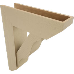 Ekena Millwork - BKTUR0756X26X34FST06RCPR - Timberthane Faux Wood Funston Style Bracket w/ Offset Brace, Slat Ends, 7 1/2"W x 26"D x 34"H, Primed Tan