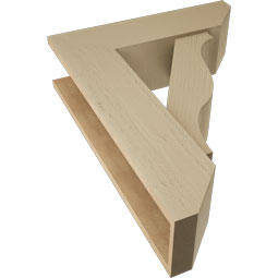 Ekena Millwork - BKTUR0756X26X34FST06RCPR - Timberthane Faux Wood Funston Style Bracket w/ Offset Brace, Slat Ends, 7 1/2"W x 26"D x 34"H, Primed Tan