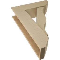 Ekena Millwork - BKTUR0756X26X38FST06RCPR - Timberthane Faux Wood Funston Style Bracket w/ Offset Brace, Slat Ends, 7 1/2"W x 26"D x 38"H, Primed Tan