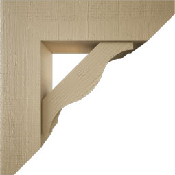Ekena Millwork - BKTUR0756X28X28FST06RCPR - Timberthane Faux Wood Funston Style Bracket w/ Offset Brace, Slat Ends, 7 1/2"W x 28"D x 28"H, Primed Tan