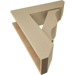 Ekena Millwork - BKTUR0756X28X32FST06RCPR - Timberthane Faux Wood Funston Style Bracket w/ Offset Brace, Slat Ends, 7 1/2"W x 28"D x 32"H, Primed Tan