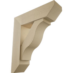 Ekena Millwork - BKTUR0756X28X32FST06RCPR - Timberthane Faux Wood Funston Style Bracket w/ Offset Brace, Slat Ends, 7 1/2"W x 28"D x 32"H, Primed Tan