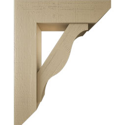 Ekena Millwork - BKTUR0756X28X36FST06RCPR - Timberthane Faux Wood Funston Style Bracket w/ Offset Brace, Slat Ends, 7 1/2"W x 28"D x 36"H, Primed Tan
