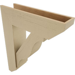 Ekena Millwork - BKTUR0756X28X36FST06RCPR - Timberthane Faux Wood Funston Style Bracket w/ Offset Brace, Slat Ends, 7 1/2"W x 28"D x 36"H, Primed Tan