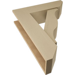 Ekena Millwork - BKTUR0756X28X36FST06RCPR - Timberthane Faux Wood Funston Style Bracket w/ Offset Brace, Slat Ends, 7 1/2"W x 28"D x 36"H, Primed Tan