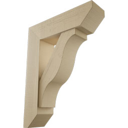 Ekena Millwork - BKTUR0756X28X36FST06RCPR - Timberthane Faux Wood Funston Style Bracket w/ Offset Brace, Slat Ends, 7 1/2"W x 28"D x 36"H, Primed Tan