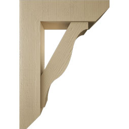 Ekena Millwork - BKTUR0756X28X40FST06RCPR - Timberthane Faux Wood Funston Style Bracket w/ Offset Brace, Slat Ends, 7 1/2"W x 28"D x 40"H, Primed Tan