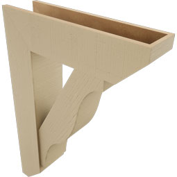 Ekena Millwork - BKTUR0756X28X40FST06RCPR - Timberthane Faux Wood Funston Style Bracket w/ Offset Brace, Slat Ends, 7 1/2"W x 28"D x 40"H, Primed Tan