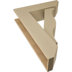 Ekena Millwork - BKTUR0756X28X40FST06RCPR - Timberthane Faux Wood Funston Style Bracket w/ Offset Brace, Slat Ends, 7 1/2"W x 28"D x 40"H, Primed Tan