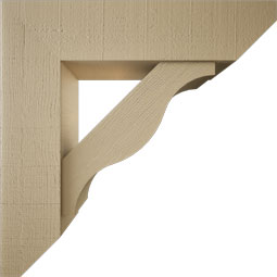 Ekena Millwork - BKTUR0756X30X30FST06RCPR - Timberthane Faux Wood Funston Style Bracket w/ Offset Brace, Slat Ends, 7 1/2"W x 30"D x 30"H, Primed Tan