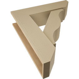 Ekena Millwork - BKTUR0756X30X34FST06RCPR - Timberthane Faux Wood Funston Style Bracket w/ Offset Brace, Slat Ends, 7 1/2"W x 30"D x 34"H, Primed Tan