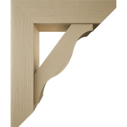 Ekena Millwork - BKTUR0756X30X36FST06RCPR - Timberthane Faux Wood Funston Style Bracket w/ Offset Brace, Slat Ends, 7 1/2"W x 30"D x 36"H, Primed Tan