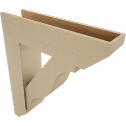 Ekena Millwork - BKTUR0756X30X36FST06RCPR - Timberthane Faux Wood Funston Style Bracket w/ Offset Brace, Slat Ends, 7 1/2"W x 30"D x 36"H, Primed Tan