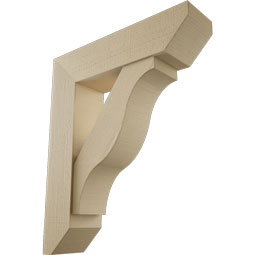 Ekena Millwork - BKTUR0756X30X36FST06RCPR - Timberthane Faux Wood Funston Style Bracket w/ Offset Brace, Slat Ends, 7 1/2"W x 30"D x 36"H, Primed Tan