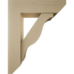 Ekena Millwork - BKTUR0756X30X38FST06RCPR - Timberthane Faux Wood Funston Style Bracket w/ Offset Brace, Slat Ends, 7 1/2"W x 30"D x 38"H, Primed Tan