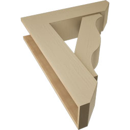 Ekena Millwork - BKTUR0756X30X38FST06RCPR - Timberthane Faux Wood Funston Style Bracket w/ Offset Brace, Slat Ends, 7 1/2"W x 30"D x 38"H, Primed Tan