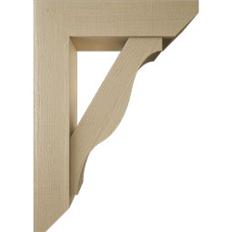 Ekena Millwork - BKTUR0756X30X42FST06RCPR - Timberthane Faux Wood Funston Style Bracket w/ Offset Brace, Slat Ends, 7 1/2"W x 30"D x 42"H, Primed Tan