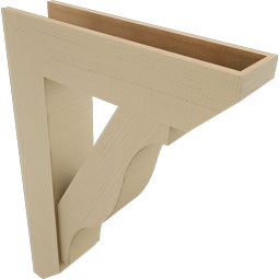 Ekena Millwork - BKTUR0756X30X42FST06RCPR - Timberthane Faux Wood Funston Style Bracket w/ Offset Brace, Slat Ends, 7 1/2"W x 30"D x 42"H, Primed Tan
