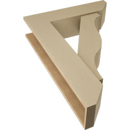 Ekena Millwork - BKTUR0756X30X42FST06RCPR - Timberthane Faux Wood Funston Style Bracket w/ Offset Brace, Slat Ends, 7 1/2"W x 30"D x 42"H, Primed Tan