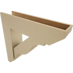 Ekena Millwork - BKTUR0756X32X32FST06RCPR - Timberthane Faux Wood Funston Style Bracket w/ Offset Brace, Slat Ends, 7 1/2"W x 32"D x 32"H, Primed Tan