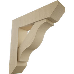 Ekena Millwork - BKTUR0756X32X32FST06RCPR - Timberthane Faux Wood Funston Style Bracket w/ Offset Brace, Slat Ends, 7 1/2"W x 32"D x 32"H, Primed Tan