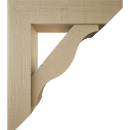 Ekena Millwork - BKTUR0756X32X36FST06RCPR - Timberthane Faux Wood Funston Style Bracket w/ Offset Brace, Slat Ends, 7 1/2"W x 32"D x 36"H, Primed Tan