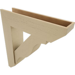 Ekena Millwork - BKTUR0756X32X36FST06RCPR - Timberthane Faux Wood Funston Style Bracket w/ Offset Brace, Slat Ends, 7 1/2"W x 32"D x 36"H, Primed Tan