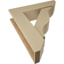 Ekena Millwork - BKTUR0756X32X36FST06RCPR - Timberthane Faux Wood Funston Style Bracket w/ Offset Brace, Slat Ends, 7 1/2"W x 32"D x 36"H, Primed Tan
