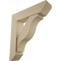 Ekena Millwork - BKTUR0756X32X36FST06RCPR - Timberthane Faux Wood Funston Style Bracket w/ Offset Brace, Slat Ends, 7 1/2"W x 32"D x 36"H, Primed Tan