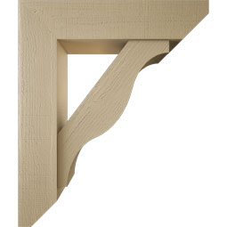 Ekena Millwork - BKTUR0756X32X38FST06RCPR - Timberthane Faux Wood Funston Style Bracket w/ Offset Brace, Slat Ends, 7 1/2"W x 32"D x 38"H, Primed Tan