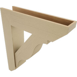 Ekena Millwork - BKTUR0756X32X38FST06RCPR - Timberthane Faux Wood Funston Style Bracket w/ Offset Brace, Slat Ends, 7 1/2"W x 32"D x 38"H, Primed Tan