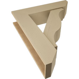 Ekena Millwork - BKTUR0756X32X38FST06RCPR - Timberthane Faux Wood Funston Style Bracket w/ Offset Brace, Slat Ends, 7 1/2"W x 32"D x 38"H, Primed Tan