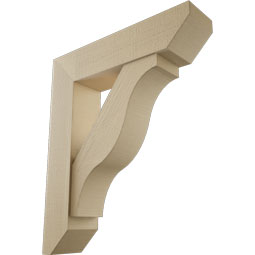 Ekena Millwork - BKTUR0756X32X38FST06RCPR - Timberthane Faux Wood Funston Style Bracket w/ Offset Brace, Slat Ends, 7 1/2"W x 32"D x 38"H, Primed Tan