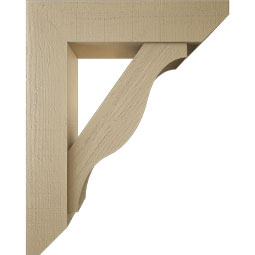 Ekena Millwork - BKTUR0756X32X40FST06RCPR - Timberthane Faux Wood Funston Style Bracket w/ Offset Brace, Slat Ends, 7 1/2"W x 32"D x 40"H, Primed Tan