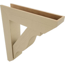 Ekena Millwork - BKTUR0756X32X40FST06RCPR - Timberthane Faux Wood Funston Style Bracket w/ Offset Brace, Slat Ends, 7 1/2"W x 32"D x 40"H, Primed Tan