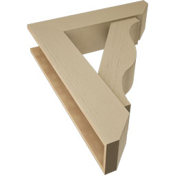 Ekena Millwork - BKTUR0756X32X40FST06RCPR - Timberthane Faux Wood Funston Style Bracket w/ Offset Brace, Slat Ends, 7 1/2"W x 32"D x 40"H, Primed Tan