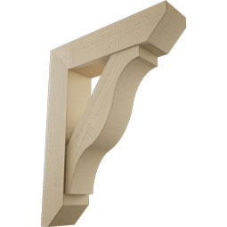 Ekena Millwork - BKTUR0756X32X40FST06RCPR - Timberthane Faux Wood Funston Style Bracket w/ Offset Brace, Slat Ends, 7 1/2"W x 32"D x 40"H, Primed Tan